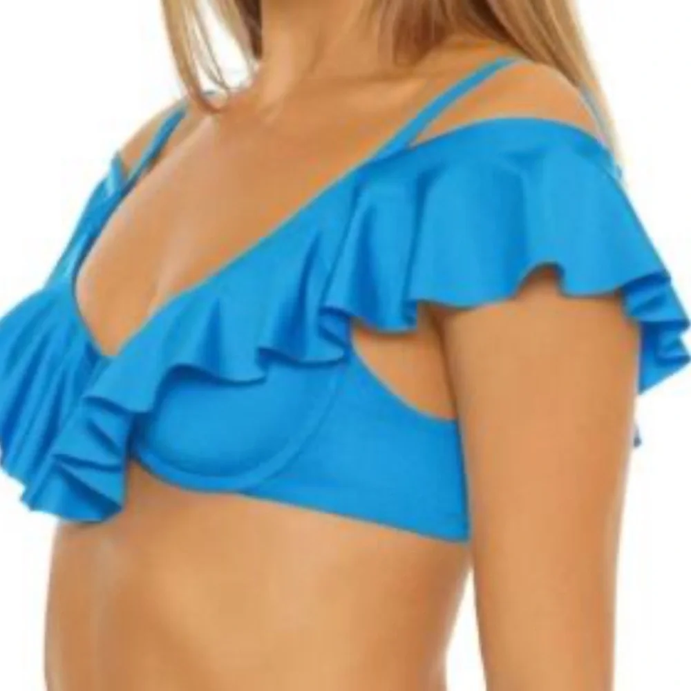 NWT [Trina Turk] Monaco Ruffled Underwire Bikini Top in Adriatic Blue Women’s 12 - Picture 7 of 11